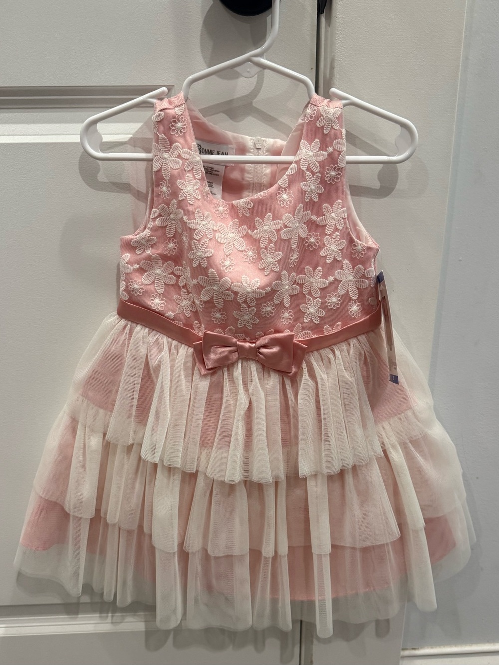 Bonnie Jean Dusty Pink & Cream Floral Tulle Party Dress